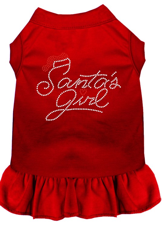 Santa's Girl Rhinestone Dog Dress Red Med